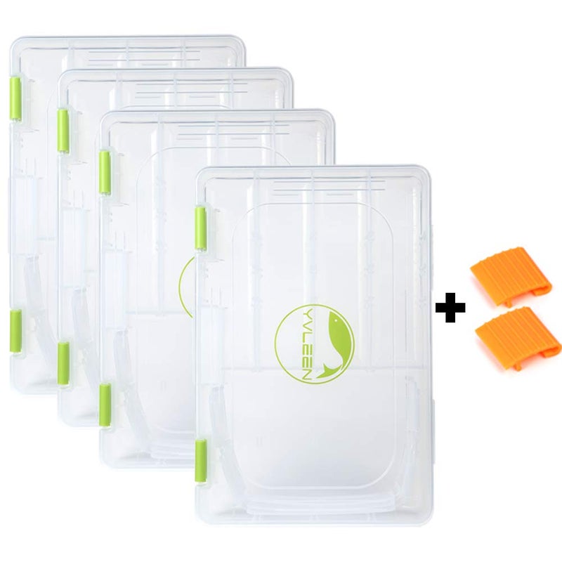 YVLEEN Fishing Tackle Boxes - 3600 3700 Tackle Box Plastic Storage Organizer Box with Removable Dividers - 2packs/4packs Tackle Trays - Included 2pcs of Extra Clip - Image 1